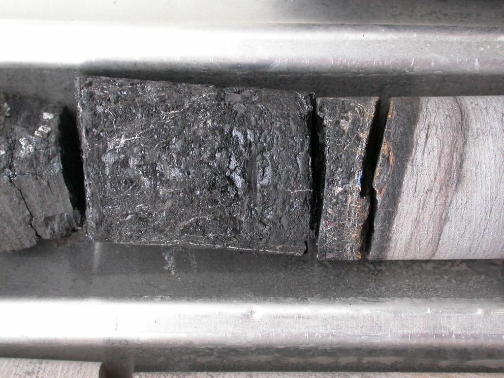 Exploring and testing for CSG Exploration takes place in known coal basins Drill core of coal is