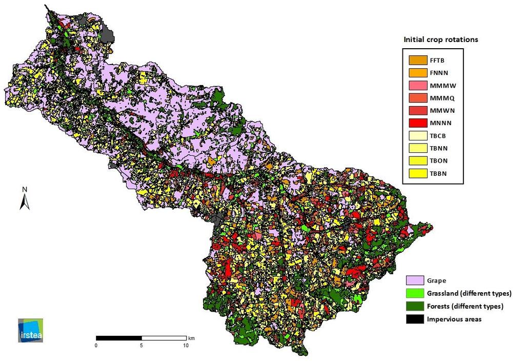 Crop succession modelised by GENLU2 From a static