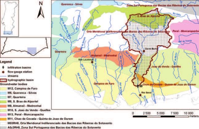 É v o ra, 9 e 10 de abril de 2 0 15 Universidade de Évora Geologically, the IB is situated in the Quaternary alluviums near the north part of the Campina de Faro GWB, where the Rio Seco crosses the