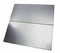 SHELF LINERS & ACCESSORIES Stainless Steel Peg Boards Stainless Steel Peg Boards include two 16 x 32 panels and matching stainless screws that are made for special applications to induce a clean