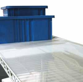 Ideal for protecting wrapped trays, preventing small items from falling through shelves and reducing the effort required to slide heavy items off of shelves.
