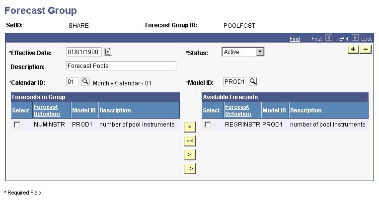 Setting Up Forecasting Chapter 4 Forecast Group page To define a forecast group: 1. Specify a Calendar ID to apply to this forecast group.