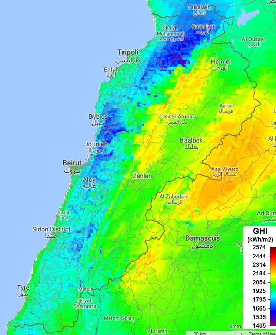 DLR.de Chart 13 Solar Radiation Profile of Lebanon MeteoNorm data: Annual