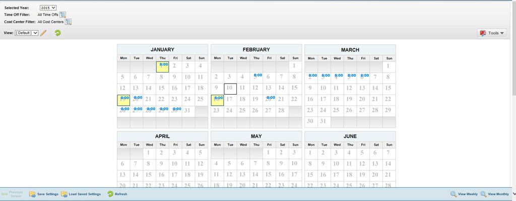 IV. Other Tasks & Capabilities Viewing Old Timesheets Viewing Time Off Calendar Printing Your Timesheet Employee Profile Viewing Old Timesheets Kronos provides a historical view of all your