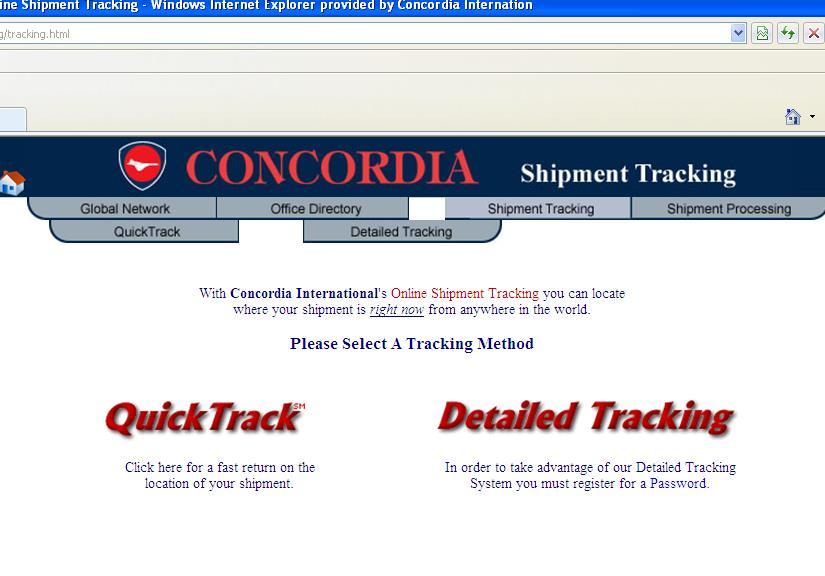 CONCORDIA International Forwarding Online Shipment Tracking Our in-house mainframe system updates the client-accessible tracking from live shipment data This online tool
