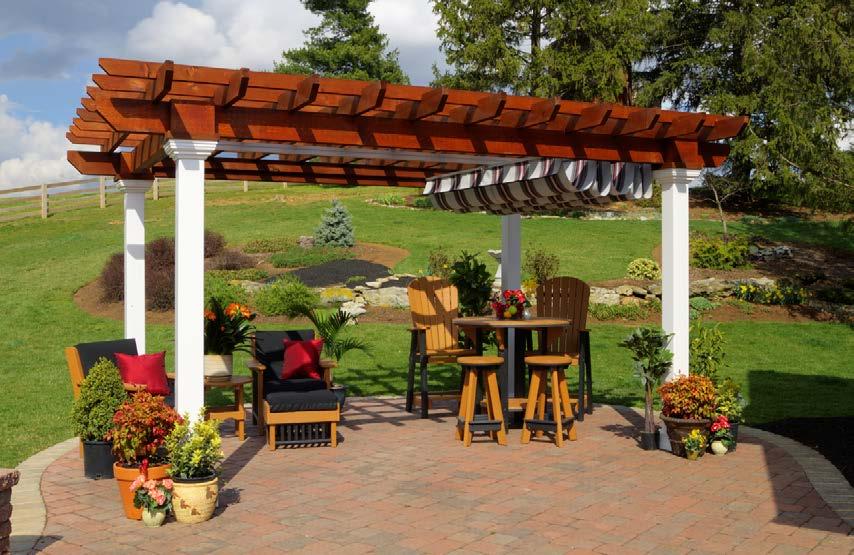 EZShade Canopy Complete your Pergola with this popular EZShade Canopy System made from stainless steel fasteners, aluminum beams, and the highest quality weather resistant fabric.