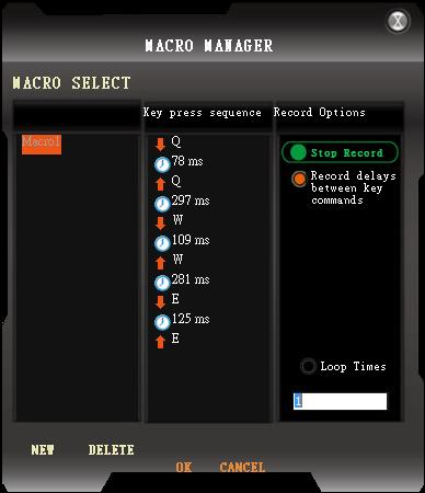 Macro Record Timeline Macro Setting Macro Record Timeline Once Macro Name and Recording have been completed, you can proceed to program your