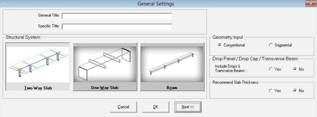 Next, select the Structural System as Two-Way slab.
