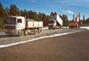 gravel, crushed rock, crushed concrete, crushed masonry or binder improved soil according to national requirements for road base materials).