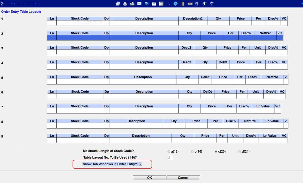 Tab windows have been added to the Purchase Order Entry program to provide a quick and easy method of displaying more information about purchase order items.
