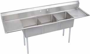 14 Super Economy Sinks 18 gauge 300 series stainless steel Welded construction for consistent metal gauge thickness throughout 14 & 11 deep tubs with ¾