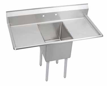 12 Standard Series 16 gauge 300 series stainless steel Welded construction for consistent metal gauge thickness throughout 12 deep tubs with ¾ coved radius 2 divider