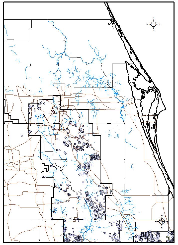 Figure 36. Agricultural well withdrawal locations within the SFWMD.