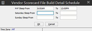 Building the Vendor Scorecard File Rel. 9.0.2 To schedule sleep times for the build: 1. Set up your vendor scorecard build as usual. (See previous procedure) 2.