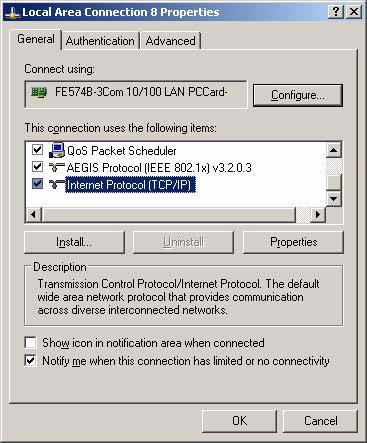 The Local Area Connection Properties dialog box (FIGURE A-3) opens. 3.