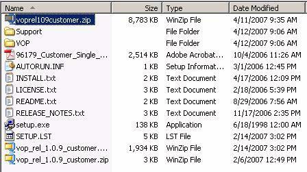 FIGURE 2-7 WinZip Extract to Here The WinZip utility extracts the VOP files into the current folder (see FIGURE 2-8).