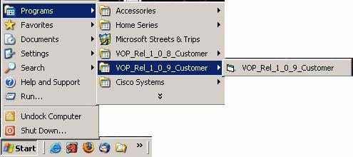 VOP Application Software 2. Click Start, and select the Programs > VOP program folder.