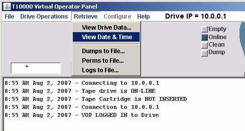 Using VOP Menus and Controls View Date & Time This command displays the date and time of the drive internal clock module.