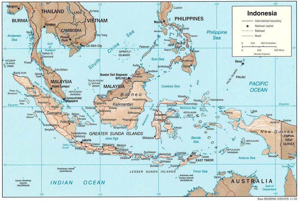 The Republic of Indonesia consists of five large islands and 13,677 smaller islands.