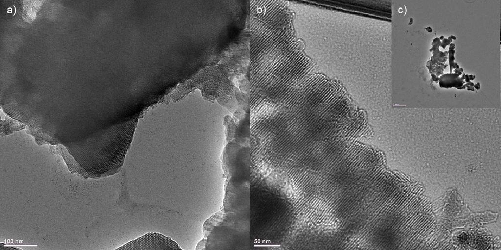 Figure S 9: TEM images of 6c a) along the channel