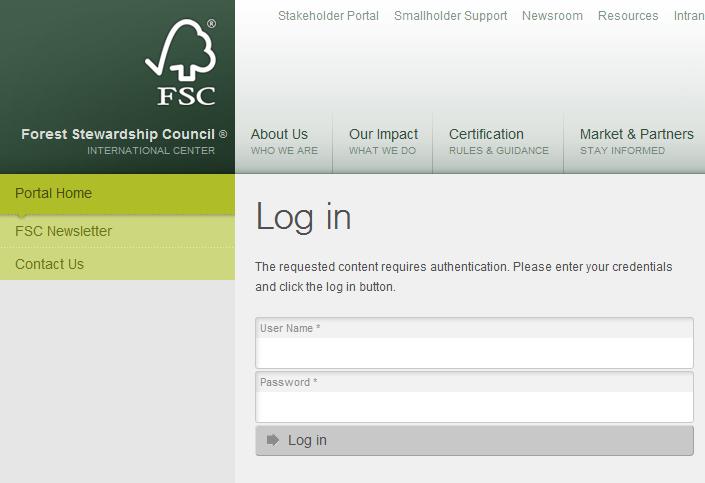 The FSC Certificate Holder Portal (CHP) The CHP provides access to the FSC logos and labels How to acces CHP: 1. Go to http://info.fsc.org/chlogin 2.