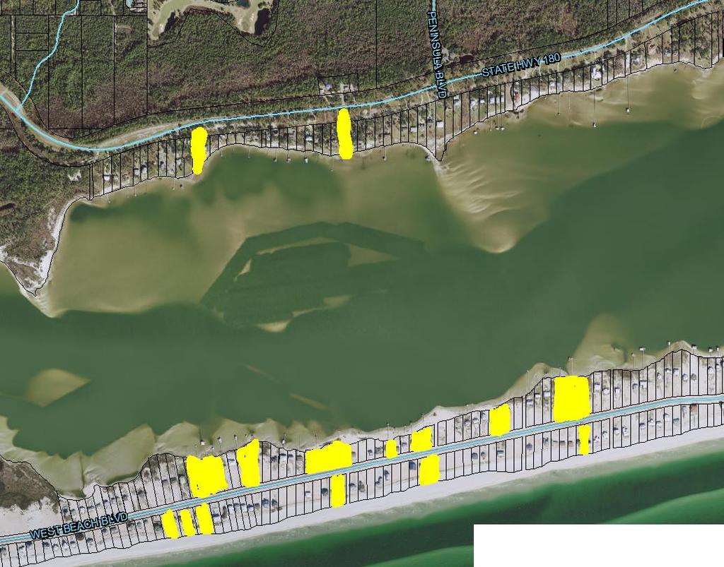 Areas in Gulf Shores that are treated for Beach Vitex In early 2010 we started treating five