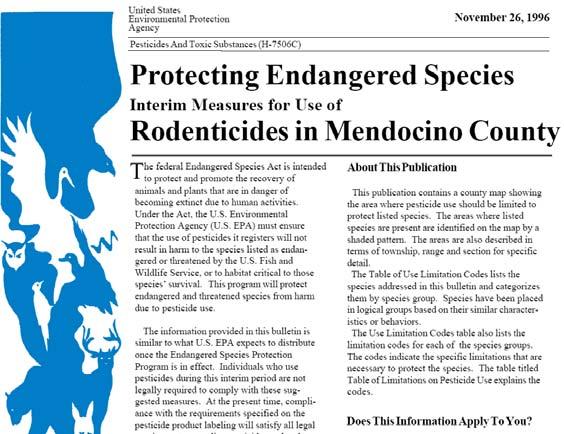 Endangered Species Protection Program Administered by state lead agencies and the EPA