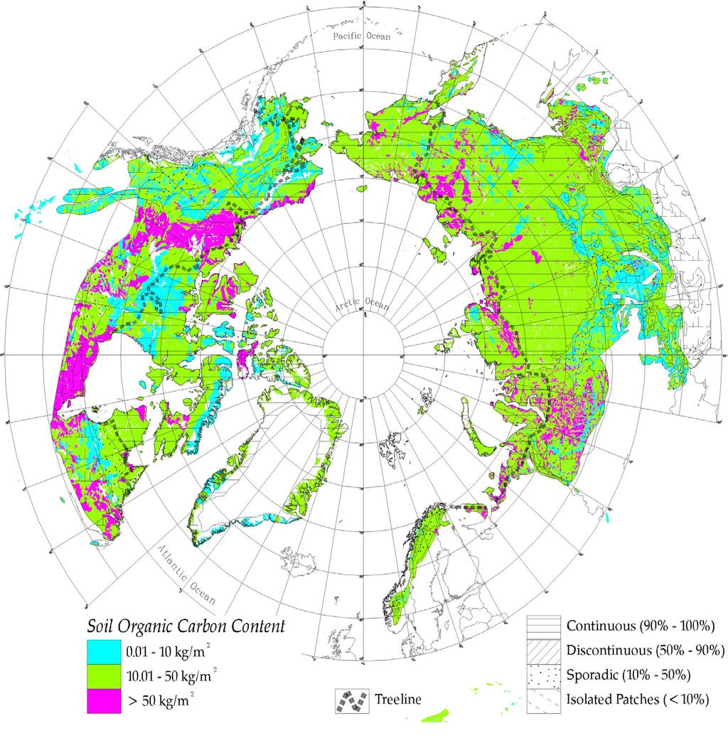 Pool Size of Frozen Carbon (C Pg) Permafrost zones 0-30 cm 0-100 cm Continuous 110.38 298.75 Discontinuous 25.5 67.44 Sporadic 26.36 63.13 Isolated Patches 29.