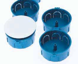 5 Plastic conduit systems for concealed installations Junction boxes RAL 59 blue ASSEMBLED ROUND Ø73 Lower temperature range -5 C Upper temperature range +6 C Resistance to heat 65 C Electrical