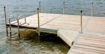 Inset: Dock sections installed side-by-side to create an L shape with
