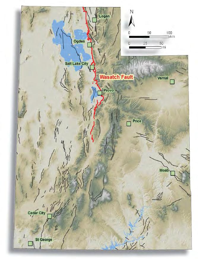 The figure above provides an overview of the recorded earthquake events in the State of Utah since a seismic network was established up to 2006.