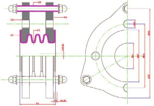 Vanéflex Bill Of Materials Type: R-LD / R / R-HD Ax.M.: Axial movement DN: Nominal Diameter Lat.M.: Lateral movement ØDf: Outside diameter raised face** Ang.