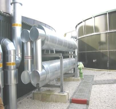 External Heat Exchangers No hot heating surfaces inside the digester => no disturbance of micro organism, no incrustation Temperature control by circulating Cleaning/Maintenance without