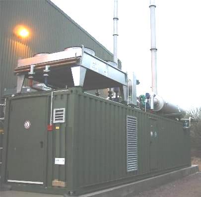 Combined Heat & Power Plant Gas Otto engines, efficiency: 36 41 % Containerized modules: