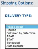 Select Shipping Option/Delivery Type (Select from drop down menu) (Routine Courier Routes) (Scheduled