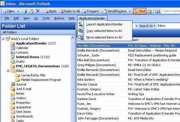 Capture Microsoft Outlook Emails Capture emails and attachments Map Outlook fields to ApplicationXtender for