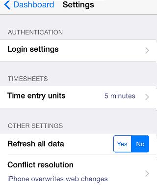 Changing Settings 11 Access Settings Chapter 3 Changing Settings Use the Settings screen to change your login credentials, set your preferences, and force a refresh of the data held on your iphone.