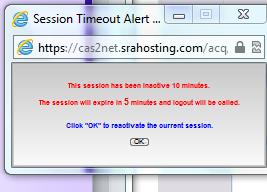 Time Out Alert After 10 minutes of inactivity, you will see this alert that