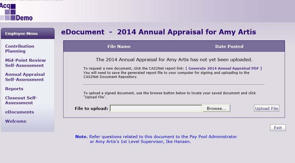 edocuments Module You ll need to get the Annual Appraisal to attach your signature.