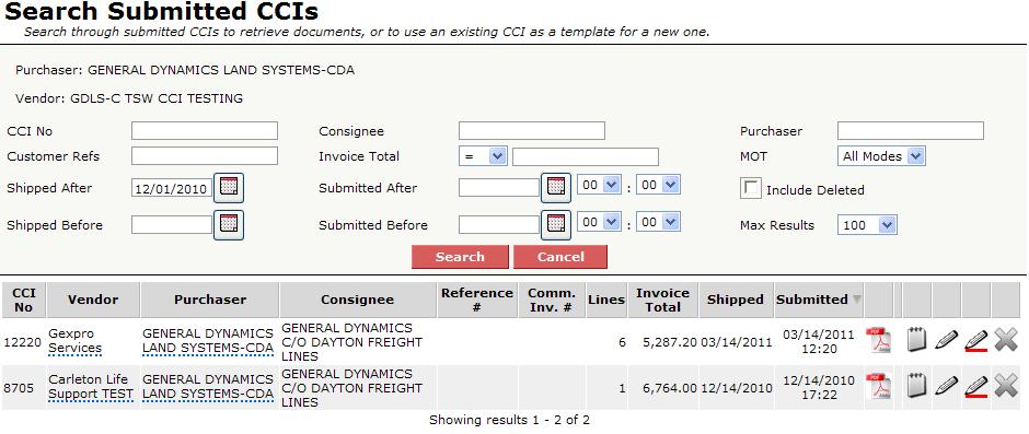 Searching For a Completed CCI Your submitted CCI s are kept in the history and can be viewed at any time.