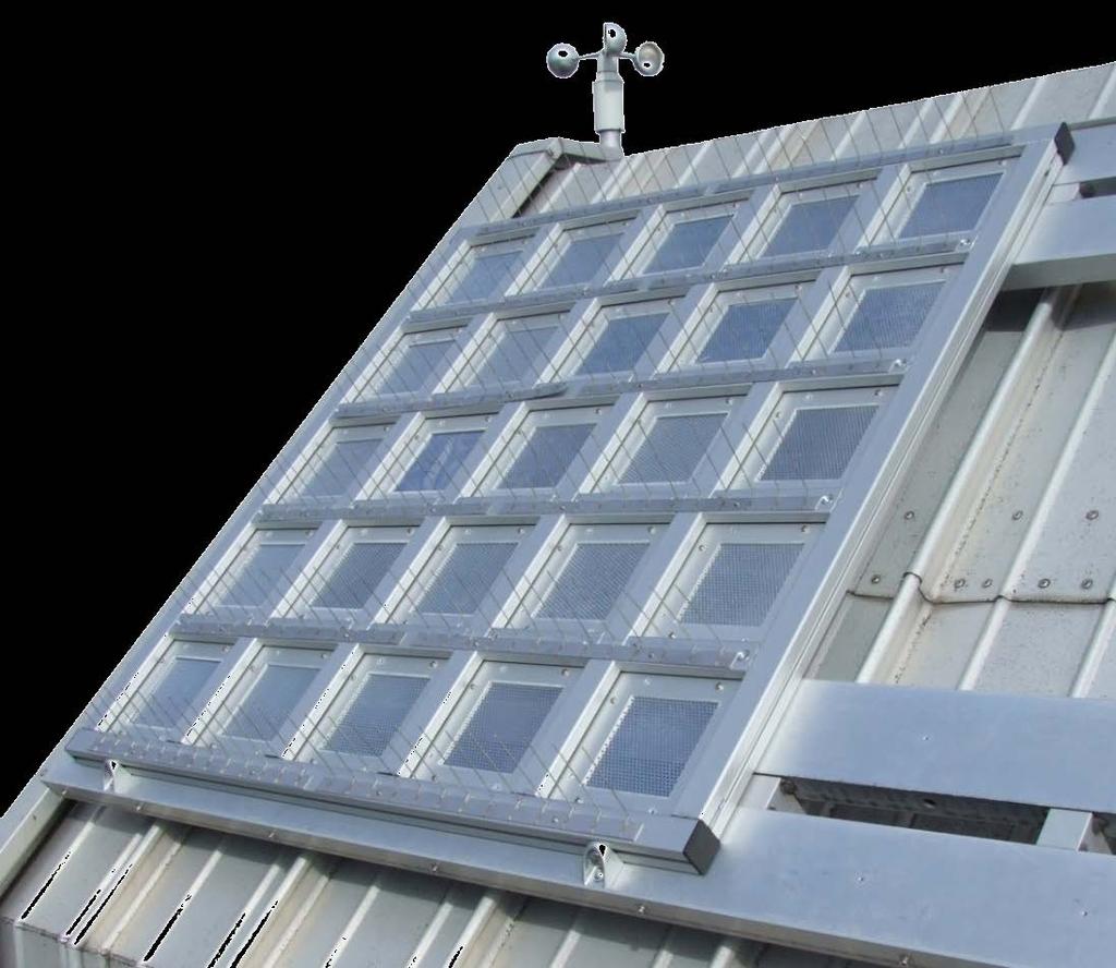 Outdoor Weathering Equipment - four racks with 25 samples (150 mm x 150 mm) per rack - located in Dresden (Germany) on top of a roof