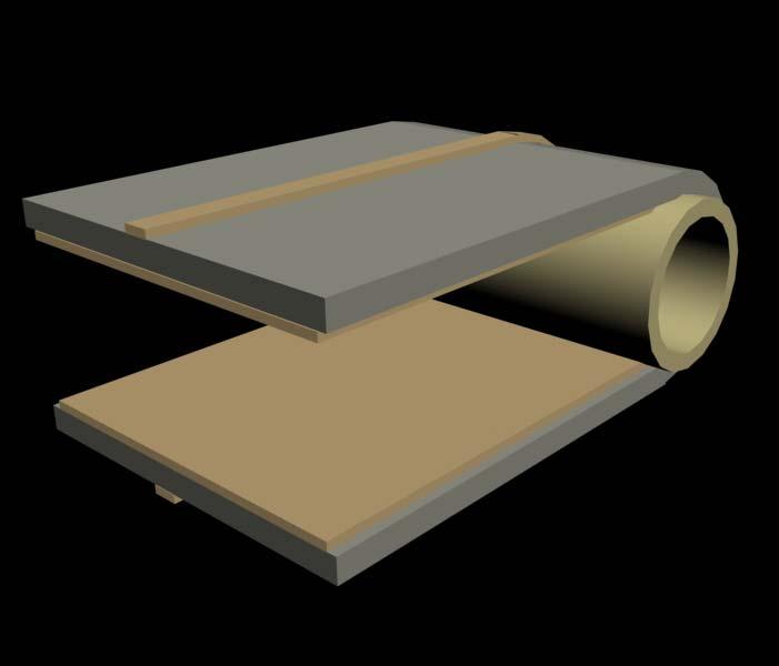 Figure 3. Second example of a simple microstrip, bent around a mandrel The need for tightly controlled impedance translates to a substrate that must have tightly controlled thickness and dk values.