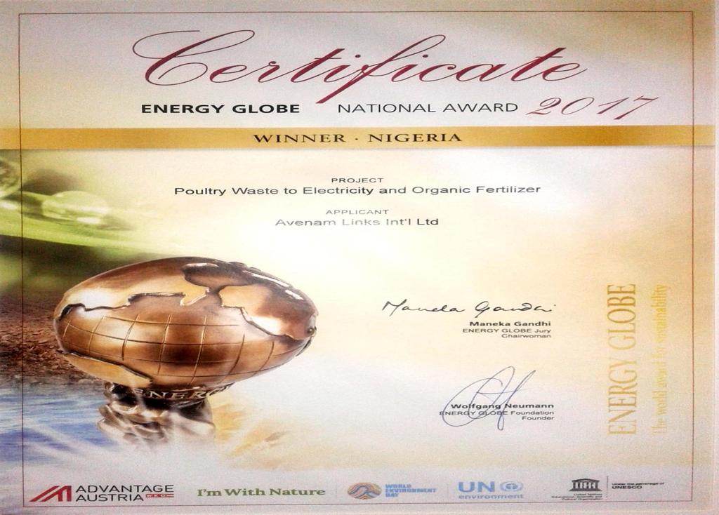 Proud Winner of National Energy Globe Award Nigeria 2017 http://www.energyglobe.i nfo/nigeria2017?