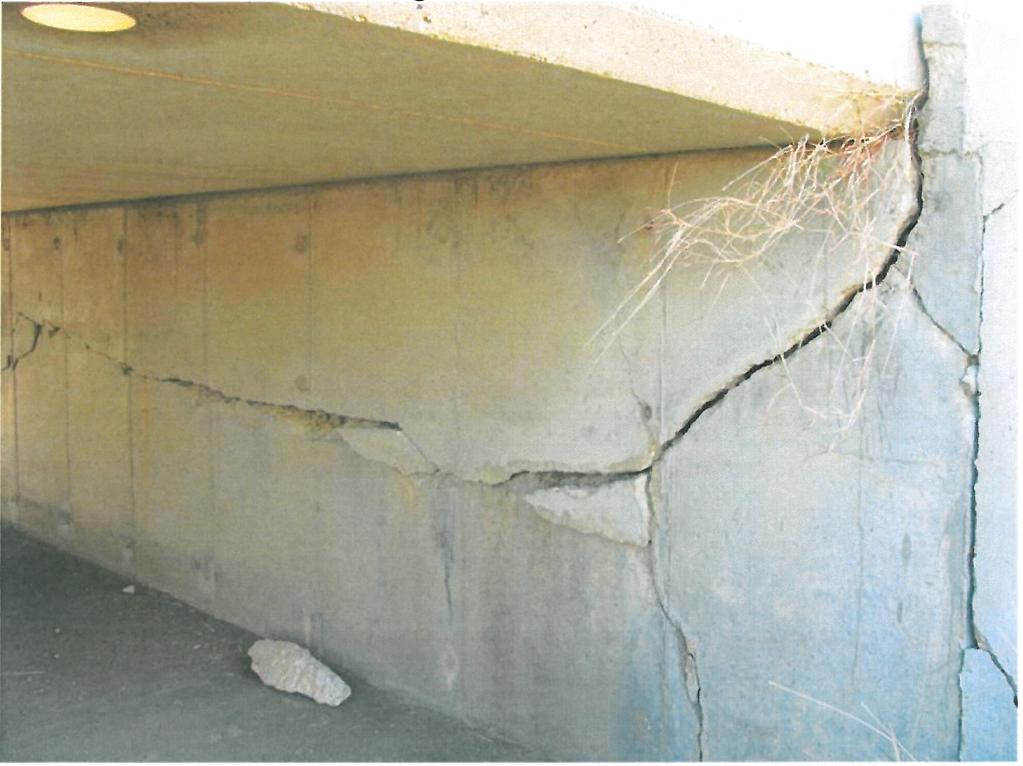 abutment, wing and pier walls 2. Figure 2 below shows the extent of the distress on the culvert. The distress to the culvert had rendered the structure unsafe, and resulted in its replacement.