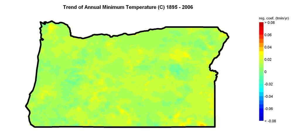 10 Figure 4. Trends in annual minimum temperatures from 1895-2006.