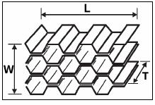 170 Structures Under Shock and Impact X is composed of hexagonal cell walls with single and double foils. The foil material used in the experiment is an aluminium alloy (A5052).