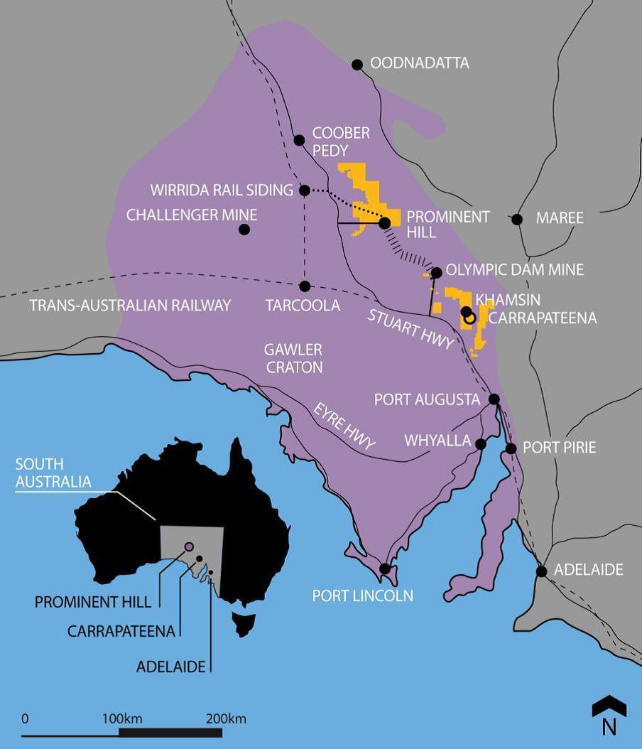 Setting The Prominent Hill iron-oxide copper gold (IOCG) deposit is located in the north-eastern portion of the Archaean to Mesoproterozoic Gawler Craton, South Australia.