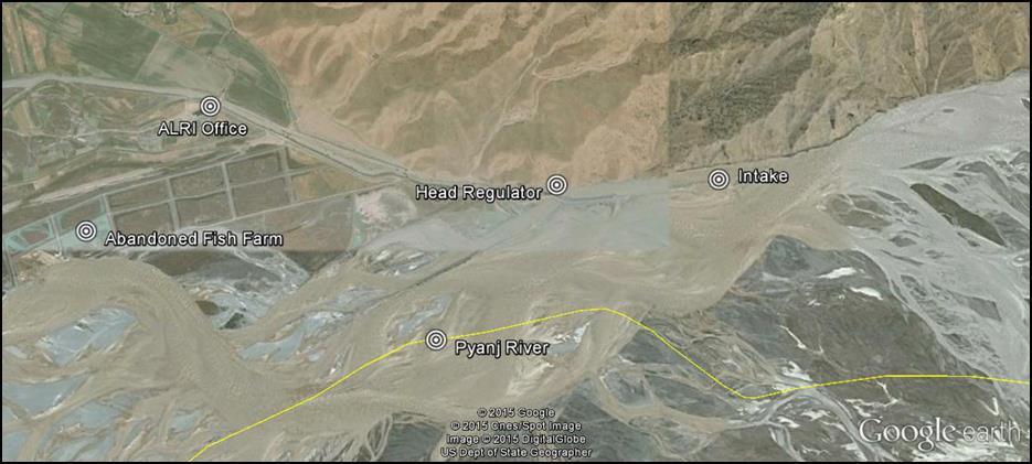 2 Figure 1: Overview Map Showing the CIS Irrigation Area Tajikistan Chubek Irrigation System Afghanistan Figure 2: CIS Intake Area 7.
