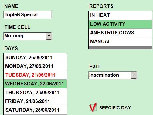 Heatime HR Enhancements 5. Choose the Report or Reports to use. 6. Choose the day or days that this sort occurs. It is possible to choose Everyday instead of marking each day separately.