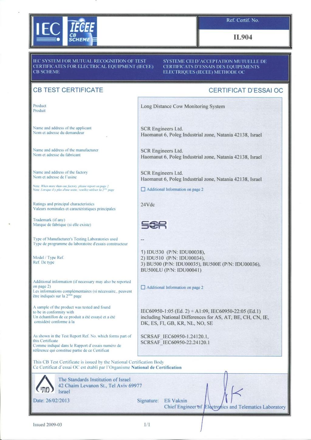 Appendix G Certifications SCR Heatime